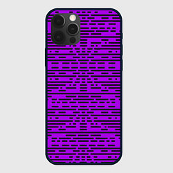 Чехол для iPhone 12 Pro Max Чёрные полосы на фиолетовом фоне, цвет: 3D-черный