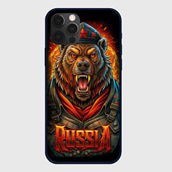 Чехол для iPhone 12 Pro Max Мощный красный медведь - Russia, цвет: 3D-черный