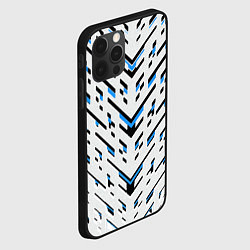 Чехол для iPhone 12 Pro Max Black and blue stripes on a white background, цвет: 3D-черный — фото 2