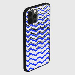 Чехол для iPhone 12 Pro Max Black and blue stripes on a white background, цвет: 3D-черный — фото 2