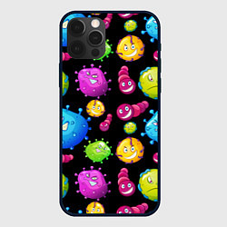 Чехол для iPhone 12 Pro Max Смешные бактерии паттерн, цвет: 3D-черный