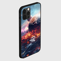 Чехол для iPhone 12 Pro Max Космическое столкновение планет, цвет: 3D-черный — фото 2