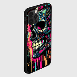 Чехол для iPhone 12 Pro Max Кибер череп - нейросеть, цвет: 3D-черный — фото 2