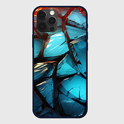 Чехол для iPhone 12 Pro Max Синие объемные плиты, цвет: 3D-черный