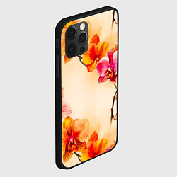 Чехол для iPhone 12 Pro Max Оранжевые орхидеи акварельные, цвет: 3D-черный — фото 2