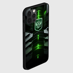 Чехол для iPhone 12 Pro Max Герб России и яркий зеленый неон, цвет: 3D-черный — фото 2