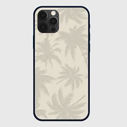 Чехол для iPhone 12 Pro Max Бежевые пальмы паттерн, цвет: 3D-черный