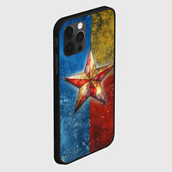 Чехол для iPhone 12 Pro Max Звезда на синем желтом красном фоне, цвет: 3D-черный — фото 2
