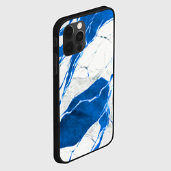 Чехол для iPhone 12 Pro Max Бело-синий мрамор, цвет: 3D-черный — фото 2