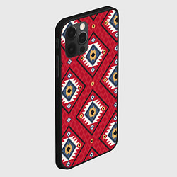 Чехол для iPhone 12 Pro Max Этнические ромбы на красном, цвет: 3D-черный — фото 2