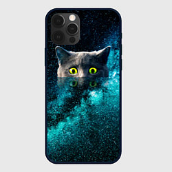 Чехол для iPhone 12 Pro Max Космос и кот, цвет: 3D-черный