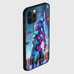 Чехол для iPhone 12 Pro Max Cyberpunk girl - neon glow ai art, цвет: 3D-черный — фото 2