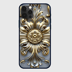 Чехол для iPhone 12 Pro Max Классические узоры бело-золотые узоры, цвет: 3D-черный