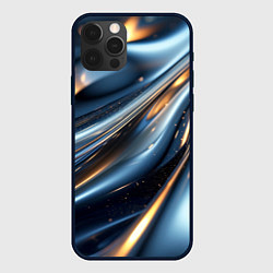 Чехол для iPhone 12 Pro Max Синяя обтекаемая текстура, цвет: 3D-черный