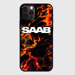 Чехол для iPhone 12 Pro Max Saab red lava, цвет: 3D-черный