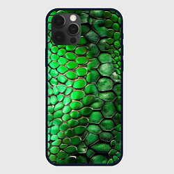 Чехол для iPhone 12 Pro Max Зеленая змеиная кожа, цвет: 3D-черный