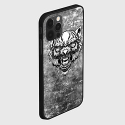 Чехол для iPhone 12 Pro Max Злой волк на сером фоне, цвет: 3D-черный — фото 2