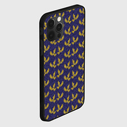 Чехол для iPhone 12 Pro Max Золотые совы на фиолетовом - паттерн, цвет: 3D-черный — фото 2
