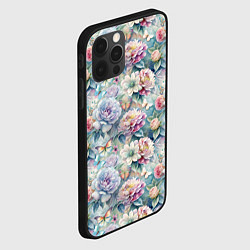 Чехол для iPhone 12 Pro Max Цветы и бабочки летний паттерн, цвет: 3D-черный — фото 2