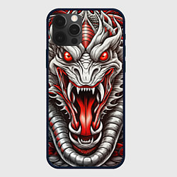Чехол для iPhone 12 Pro Max Крупная морда змеи красно-белая, цвет: 3D-черный