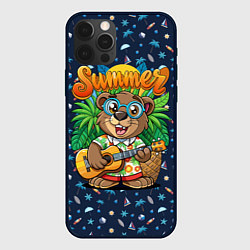 Чехол для iPhone 12 Pro Max Мишка играет на гитаре жарким летом, цвет: 3D-черный
