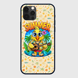 Чехол для iPhone 12 Pro Max Попугай играет на гитаре на острове, цвет: 3D-черный