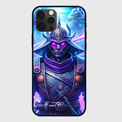 Чехол для iPhone 12 Pro Max Самурай ледяной фэнтезийный синий стиль - вьюга, цвет: 3D-черный