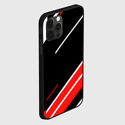 Чехол для iPhone 12 Pro Max Бело-красные полосы на чёрном фоне, цвет: 3D-черный — фото 2