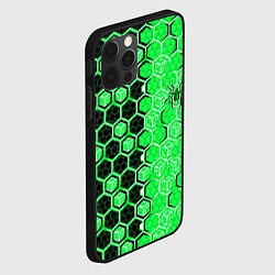 Чехол для iPhone 12 Pro Max Техно-киберпанк шестиугольники зелёный и чёрный с, цвет: 3D-черный — фото 2