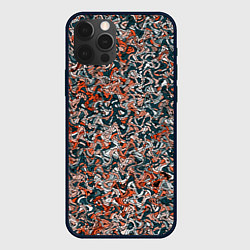 Чехол для iPhone 12 Pro Max Тёмный сине-оранжевый абстрактная текстура, цвет: 3D-черный