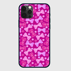 Чехол для iPhone 12 Pro Max Розовые бантики, цвет: 3D-черный