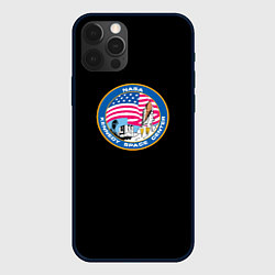 Чехол для iPhone 12 Pro Max NASA usa logo, цвет: 3D-черный