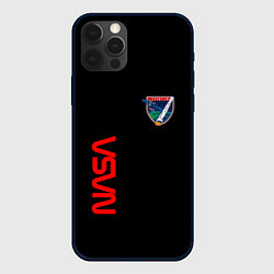Чехол для iPhone 12 Pro Max Nasa space logo steel, цвет: 3D-черный