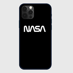 Чехол для iPhone 12 Pro Max Nasa white logo, цвет: 3D-черный