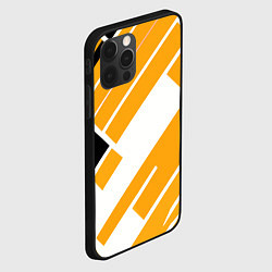 Чехол для iPhone 12 Pro Max Жёлтые широкие линии на белом фоне, цвет: 3D-черный — фото 2