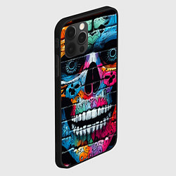 Чехол для iPhone 12 Pro Max Crazy color skull - graffiti, цвет: 3D-черный — фото 2