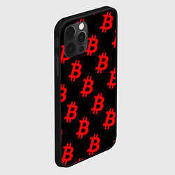 Чехол для iPhone 12 Pro Max Bitcoin red logo money, цвет: 3D-черный — фото 2