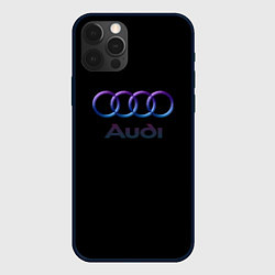 Чехол для iPhone 12 Pro Max Audi neon logo, цвет: 3D-черный