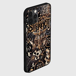 Чехол для iPhone 12 Pro Max Slipknot на фоне масок черепов животных, цвет: 3D-черный — фото 2