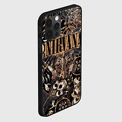 Чехол для iPhone 12 Pro Max Nirvana на фоне масок викингов рун и воронов, цвет: 3D-черный — фото 2