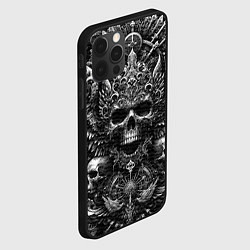 Чехол для iPhone 12 Pro Max Череп с крыльями в узорах, цвет: 3D-черный — фото 2