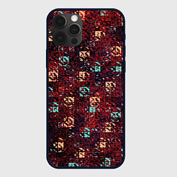 Чехол для iPhone 12 Pro Max Тёмный красный текстурированный кубики, цвет: 3D-черный