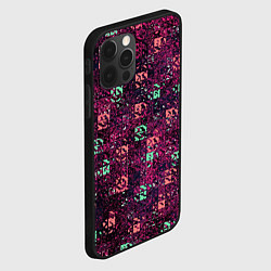 Чехол для iPhone 12 Pro Max Тёмный пурпурный текстурированный кубики, цвет: 3D-черный — фото 2
