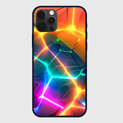 Чехол для iPhone 12 Pro Max Яркий градиент в разломленных плитах с желтым свет, цвет: 3D-черный