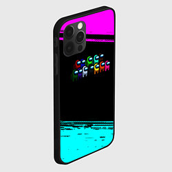 Чехол для iPhone 12 Pro Max Among us neon colors, цвет: 3D-черный — фото 2