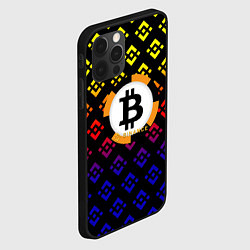 Чехол для iPhone 12 Pro Max Bitcoin binance, цвет: 3D-черный — фото 2