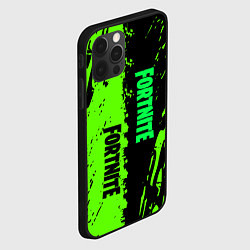 Чехол для iPhone 12 Pro Max Fortnite зёленая краска логотипы, цвет: 3D-черный — фото 2