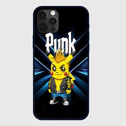 Чехол для iPhone 12 Pro Max Пикачу панк в косухе, цвет: 3D-черный