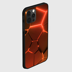Чехол для iPhone 12 Pro Max Теплые оранжевые неоновые плиты в разломе, цвет: 3D-черный — фото 2