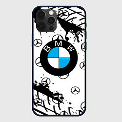 Чехол для iPhone 12 Pro Max BMW x Mercedes краски, цвет: 3D-черный